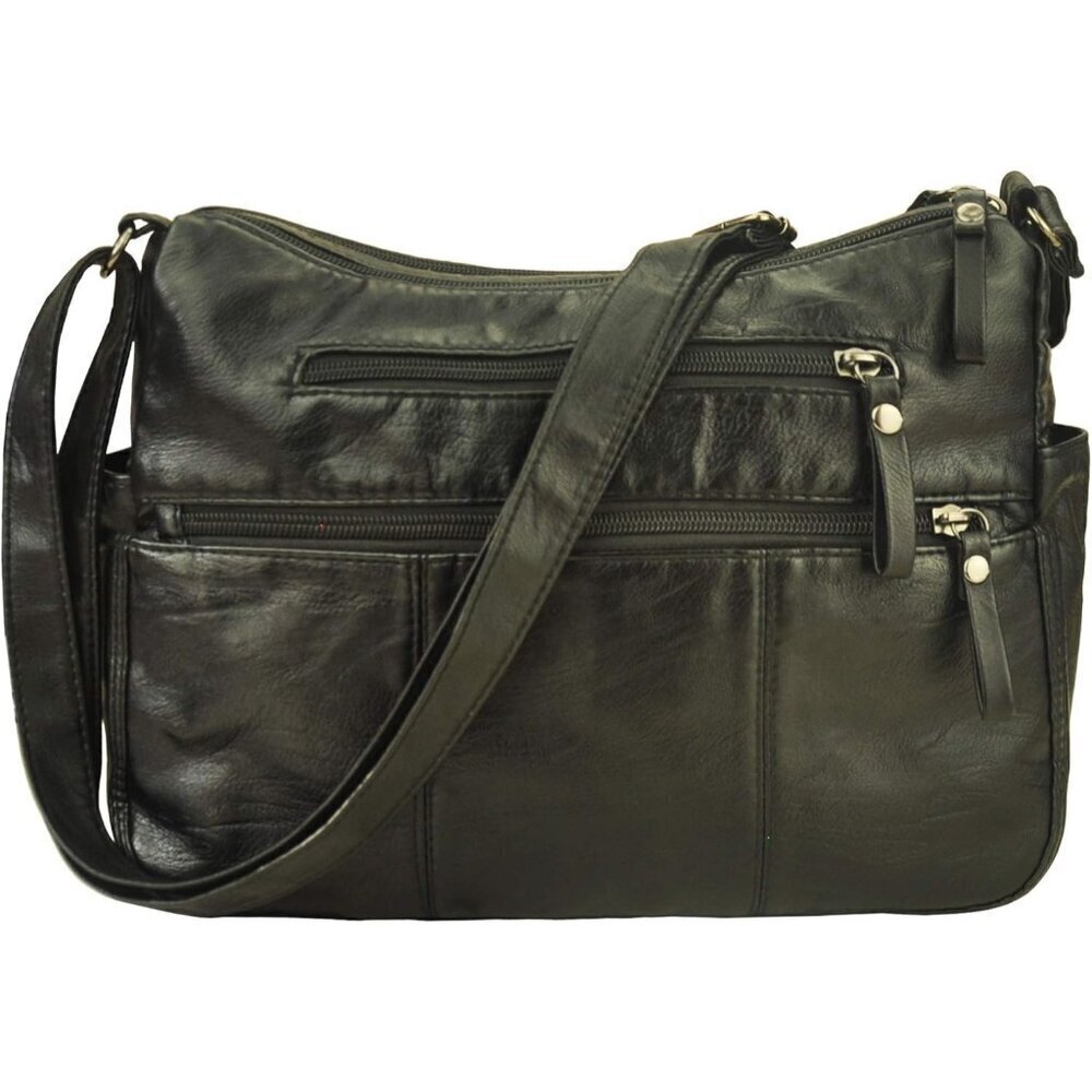🆕 Volganik Rock PU Leather Shoulder Bag Women Black Soft Pocketbooks Purse